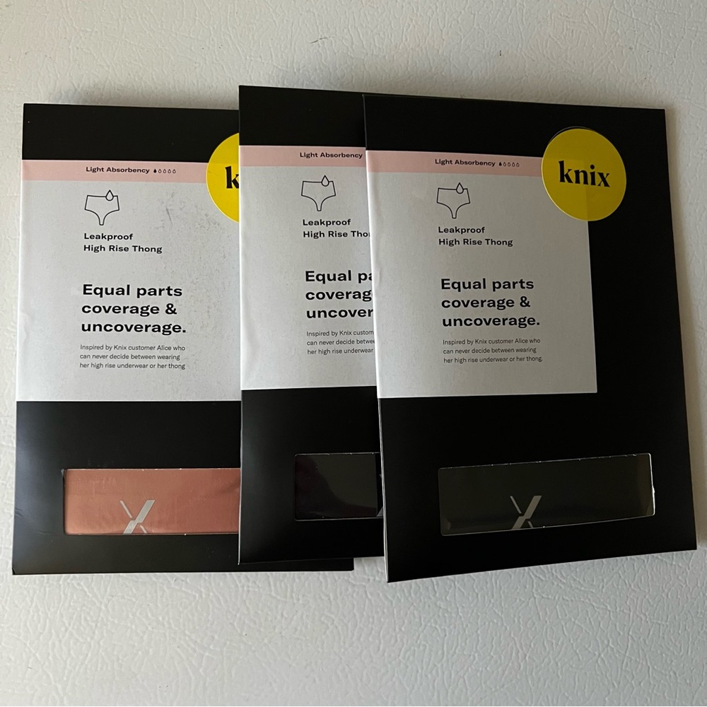 3 pairs of Knix leak proof high-rise thongs, XL